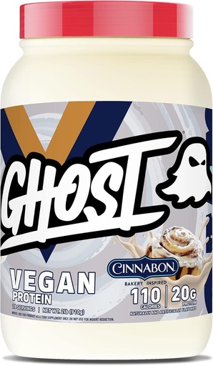 [BRSRMCYBDN6RQFIV] GHOST Vegan Protein Powder, Cinnabon - 2lb, 20g of Protein - Plant-Based Pea & Organic Pumpkin Protein - ­Post Workout & Nutrition Shakes, Smoothies, & Baking - Soy & Gluten-Free