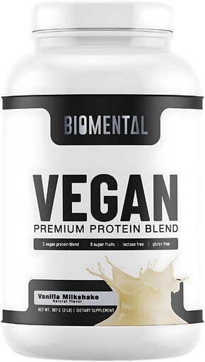 [BRSROBD6BENG2AYY] Biomental Vegan Protein Powder - Vanilla - Gluten-Free - Non-GMO - Plant-Based Protein - Supports Weight Loss & Muscle Growth - Enhanced Absorption - Perfect for Men & Women - 2 lbs