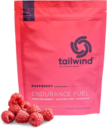 [BRSWKZAECYGAGFIZ] Tailwind Nutrition Endurance Fuel, Carbohydrate & Electrolyte Sports Drink Mix Powder, Gluten-Free, Vegan, Raspberry Buzz, 30 Servings (Caffeinated)