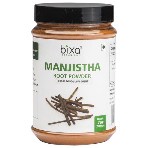 [BRSWG2Y2BANR4CQ7] bixa BOTANICAL Manjistha Powder | Rubia cordifolia | 200 Grams / 7 OZ | Herbal Supplement for Skin & Face Pack | Gluten Free, Non-GMO, Steam Treated, Vegan, 100% Pure.