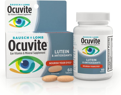 [BRSWIYTYOEHR2ETU] Ocuvite Eye Vitamin & Mineral Supplement, Lutein & Antioxidant Vitamins A, C & E, Zinc for Eye Health & Support, Vitamins for Eyes, 60 Tablets