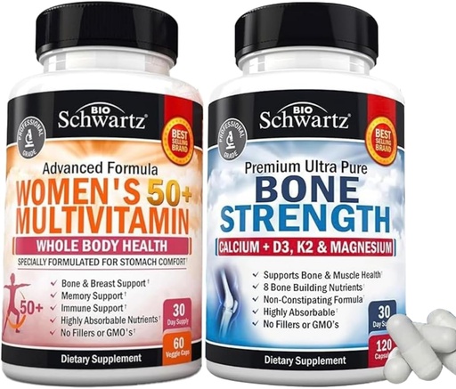 [BRSRABIHOIHQI33F] BioSchwartz Daily Multivitamin for Women 50 & Over (1 Month Supply) Plus Bone Strength Mineral Supplement with Calcium and Magnesium (1 Month Supply)