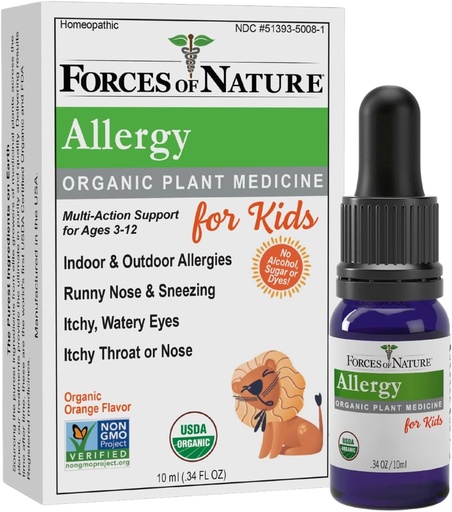 [BRSRMBIOBYIR4G36] Kräfte der Natur Kinder Allergy Relief, Organische Homöopathische Medizin, Immununterstützung & Multi-Symptom für Alter 3-12, Indoor & Outdoor Allergien, Itchy Eyes, Runny Nose, Sinusdruck, Non Drowsy