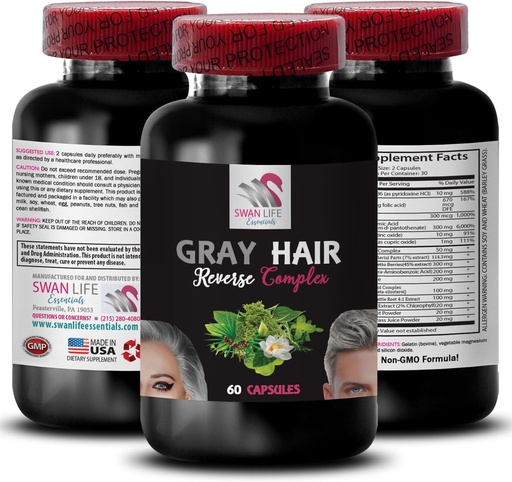[BRSRAFIHAAHBSYIZ] Biotin, color enhancing - GRAY HAIR REVERSE - restore vibrancy, hair care solution, renew hair color, color restoration, hair tone improvement, age-defying hair, vibrant hair color 1Bot 60Caps