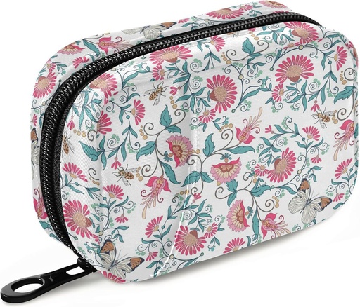 [BRSW2BALOUMRM3I4] Naanle Paisley Floral Butterfly Pill Box 7 Günlük Pill Case Travel Pill Organizer Bag with lips Pill Holder Portable Weekly Case Compact Boyut for Vitamin Supplement.