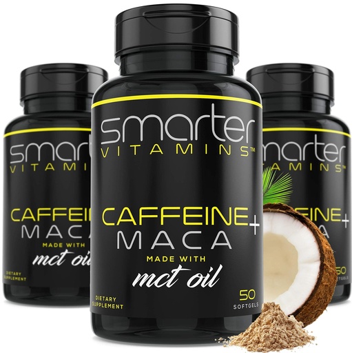 [BRSWYZQ6BUJQ2F3U] (3 Pack) Smarter Energy Pills, 200mg Caffeine & Coconut MCT Oil with Maca Root, 150 Liquid Softgels
