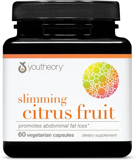 [BRSWKFICPNYREDY3] Youtheory Slimming Citrus Fruit - Vegan Health Supplement with Chromium - Supports Overall Wellness* - Dairy, Soy & Gluten Free - 60 Vegetarian Capsules
