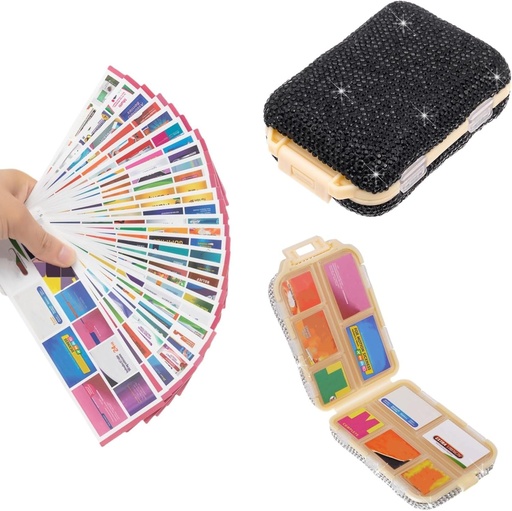 [BRSRAGAYBZ4AEADV] Caso de viaje con etiquetas Bling Portable Pill Container Mini Pill Box for Purse Small Medicine Organizer Holder for Supplement Vitamin Medication Women (Black & 300 Labels)
