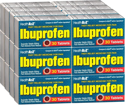 [BRSWGBAQCMFWEHY6] HealthA2Z® Ibuprofen Caplets 200mg | Pain Reliever & Fever Reducer | 24 Packs of 30 Tablets (720 Tablets Total) | Value Pack | NSAID