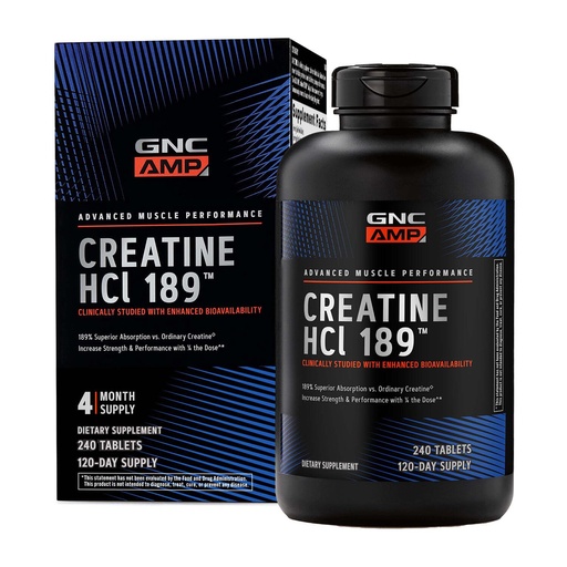 [BRSWG2YDCQCQOEIU] GNC AMP Creatine HCl 189 Pills, Supports Strength & Muscle Building, Athletic Performance, Energy Production, Recovery Supplement, Fast Absorbing, Gluten Free Formula, 240 Tablets (1 Pack)