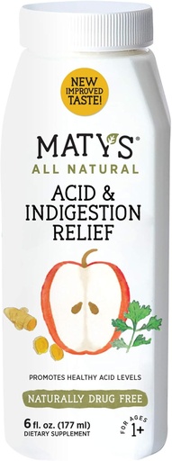 [BRSWGZTQBUIQ2HT2] Maty’s Acid & Indigestion Relief Liquid – Safe & Effective, All Natural Heartburn Antacid Alternative Made with Apple Cider Vinegar, Ginger & Turmeric – 6 fl oz