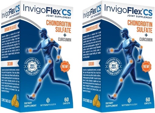 [BRSWYZQLCEBQAYIU] INVIGOFLEX Chondroitin Sulfate with Turmeric Curcumin Non GMO for Knee, Hand, Back & Hip Premium Joint Supplement CS - 2 Pack