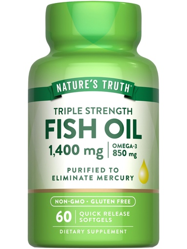 [BRSWICQBBAFRQ3T4] Nature's Truth Triple Strength Fish Oil 1400 mg | 850 mg Omega-3 | 60 Softgels | Non-GMO & Gluten Free
