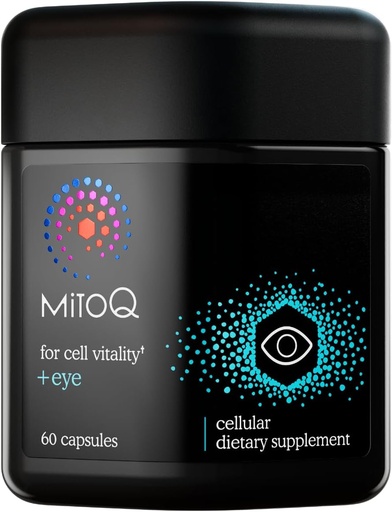 [BRSWGEAPOUFW2HQ2] MitoQ +Eye Advanced CoQ10 Antioxidant - obsahuje Mitochinol Mesylát, luteín, zeaxantín, čučoriedky, námorná borovicová kôra - podporuje zdravie očí, modré svetlo filtrácia a bunková vitalita (60 kapsúl)