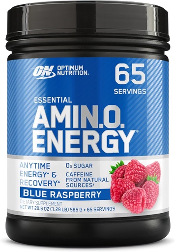 [BRSWIAYYAJ4RMEI5] Optimum Nutrition Amino Energy - Pre Worcout su žalia arbata, BCAA, Amino rūgštys, Keto Friendly, Žalioji kavos ekstraktas, Energijos milteliai - Mėlyna aviečių, 65 Paslaugos (Pakavimo gegužės Vary)