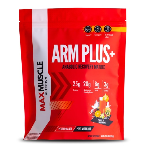 [BRSW2CQ6PIBBSH3J] Max Muscle Arm Plus+ Anabolic Recovery Matrix | 25g Protein, 8g Bcaas, 3g Creatine Monohydrate | Whey Protein, Amino Acids, Antioxidants, Glutamine, Electrolytes (Tropical Punch, 2.54 lb)
