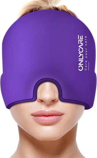 [BRSRMBINDJ6BA33H] ONLYCARE Migraine Relief Cap, Soothing Headache Hat, Upgraded Odorless Gel Ice Head Wrap, Hot and Cold Therapy, Headache Ice Pack for Tension and Stress(Purple)