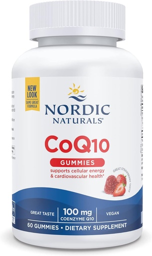 [BRSWECQZCJ4A4ELZ] Nordic Naturals CoQ10 Gummies, Strawberry - 60 Gummies - 100 mg Coenzyme Q10 (CoQ10) - Great Taste - Heart Health, Cellular Energy Production, Antioxidant Support - Non-GMO, Vegan - 60 Servings