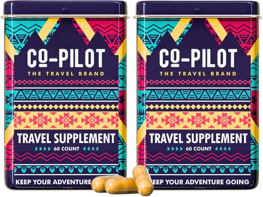 [BRSROGIBBENRMHQ2] Supplement 2 Pack: Jet Lag Prevention + Ashwagandha, Rhodiola, D3+ for Immune Support, Energy, Digestive Health | Airplane Travel Essentials Multivitamin | Vegan | 120 Count
