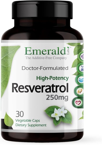 [BRSWIZQBPIDGG2DE] Emerald Labs Resveratrol - Supplément diététique avec Resveratrol pour support cellulaire et cardiovasculaire - 30 capsules végétales