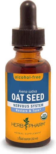 [BRSWIYTYO4ABEAD6] Herb Pharm Certificata Organic Alcohol-Free Oat Seed Glycerite per Nervous System Support - 1 Fl Oz (Pack of 1)