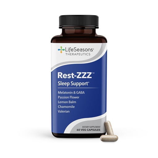 [BRSWI2QCCMJRUYA5] LifeSeasons Rest-ZZZ - Natural Sleep Support Supplement - Fall Asleep & Stay Asleep - Calms Nervous System - Ease Muscle Tension & Restlessness - Low Dose Melatonin GABA & Chamomile - 60 Capsules