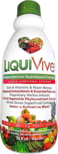 [BRSWICY7DIHRK3D4] Liquid Vitamines LiquiVive Mega Nutrition de Végétarien Daily Multivitamin Balance Immmune Support Booster Superfood de la nature de Vitamine C D3 A B12 E K