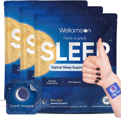 [BRSROHA5OBYGGDTD] Wellamoon Original Sleep Patches for Adults Extra Strength | Sleep Patch with Melatonin & Valerian | Skin-Friendly & Cruelty-Free | Long-Lasting Night Comfort for Men & Women | Pack of 3 x 28 Patches