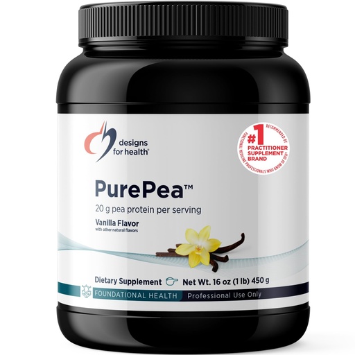 [BRSWIZYDBB5BWFTM] Designs for Health PurePea - 20g Vegan Pea Protein, Non-GMO Natural Drink Mix Powder Supplement, Vanilla (15 Servings / 450g)