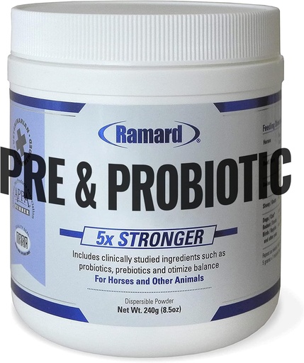 [BRSWECQQAEBRGFI3] Ramard Total Prebiotic & Probiotic Equine Formula - Natural Digestive Supplement for Horses Optimal Gut Health, Nutrient Absorption, Foal Support Pro & Pre Biotics for Livestocks and Horse 8.5 oz Jar