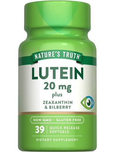 [BRSWICQBBBYBMCTO] Nature's Truth Lutein and Zeaxanthin | 20 mg | 39 Softgels | with Bilberry | Non-GMO & Gluten Free Supplement