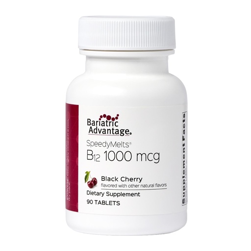 [BRSWKFYKBB5RC2DK] Bariatric Advantage B-12 Speedy Melts, Vitamin B12 1000 mcg Supplement, Fast Melting with 200 mcg of Folic Acid for Nutritional Support - Black Cherry, 90 Count