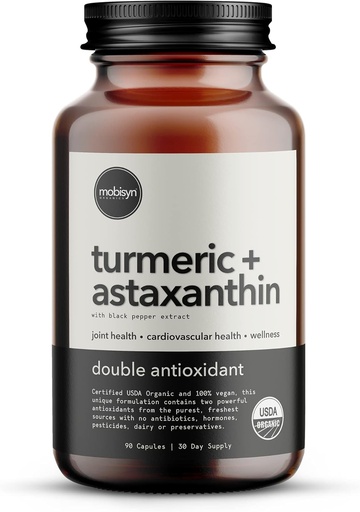 [BRSRMADRBNYAIFDX] Organic Astaxanthin 12mg Plus Turmeric 1500mg, Black Pepper Extract, High Absorption, Eye, Heart, Skin, Joint, Vegan, Gluten-Free, Non-GMO, Double Antioxidant, Turmeric Curcumin Supplement, 30-Days