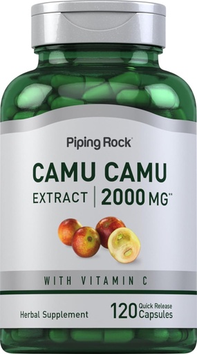 [BRSWIHL3ABYR4A3Y] Piping Rock Camu Camu Capsules 2000mg | 120 Pills | Fruit Extract | with Vitamin C | Non-GMO, Gluten Free Supplement