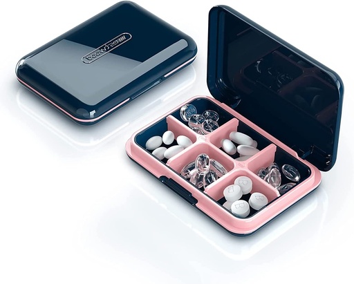 [BRSW2HA5A4CQECAY] Daily Pill Organizer, Pill Box for Purse - Dtouayz Travel Pill Case, Vitamin dodatek a medikace Disponující vodotěsný 6 Compartment Medicine Holder, Týdenní velký Pill Container