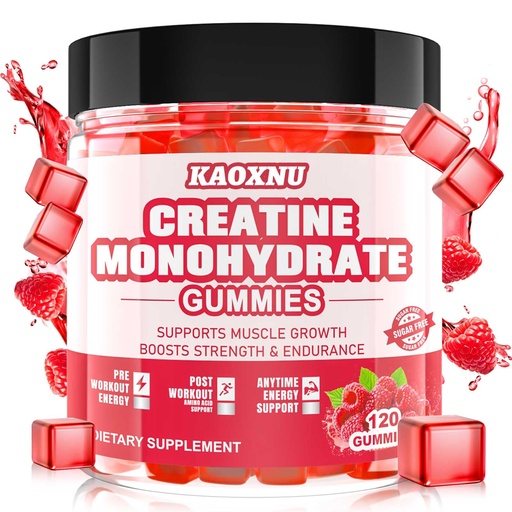 [BRSROCABAABBUGQ7] Creatine Monohydrate Gummies for Men & Women 120 CT - 5000mg of Creatine Monohydrate per Serving - Sugar Free Chewable Creatine for Muscle Strength, Muscle Builder, Energy Boost (Raspberry Flavor)