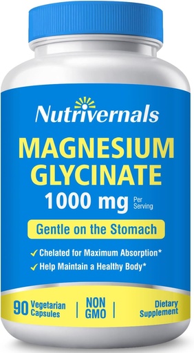 [BRSROHTYOUNQ23Q2] Magnesi Glycinat Nutrition Dietary suplementari 1000mmg 100% Chetelatd per a l'abreviació màxima NothO Guten Free 90 Valugie Caples