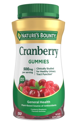 [BRSW2AI3CMHBSCAV] Nature's Bounty Cranberry Gummies, Urinary Tract Support, 500 mg, Cran-Raspberry Flavor, 150 Ct