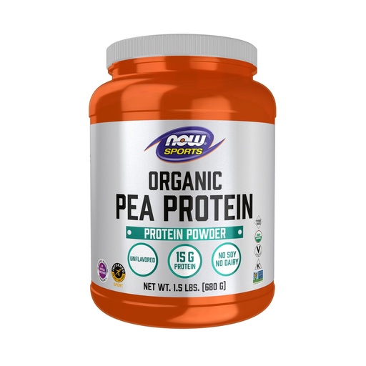 [BRSWIAAFB4MRKHTG] NOW Foods Sports Nutrition, Certified Organic Pea Protein 15 Grams, Unflavored Powder, 1.5-Pound