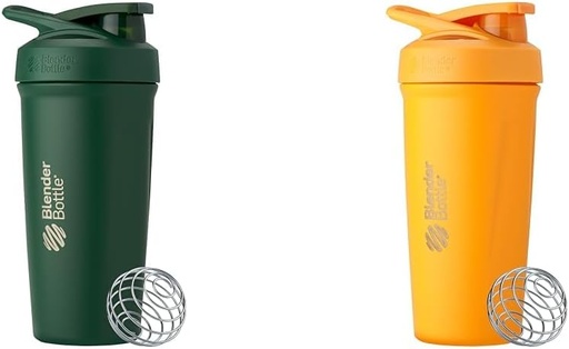 [BRSRAYYYAAIA4D3L] BlenderBottle 24-Ounce Stainless Steel Shaker Cup Bundle with Wire Whisk - Forest and Mango