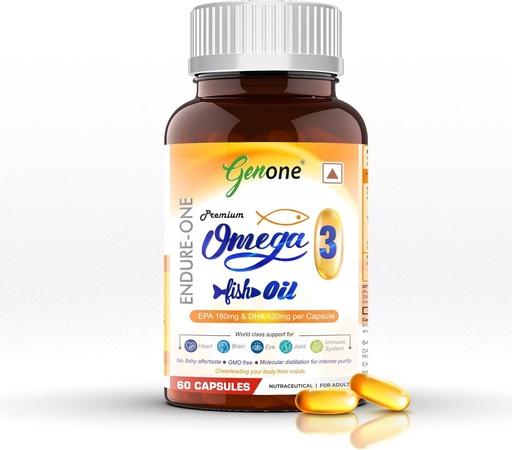 [BRSRAZA3CQMG23TV] genone EndureOne Best Omega-3 Fish Oil Capsules for Brain, Heart, Eyes, and Joints Health (Men &Women) 60 Softgels