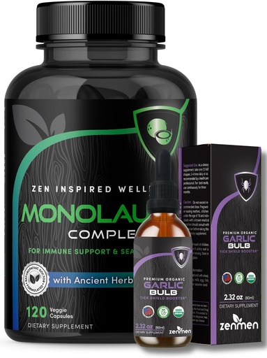 [BRSRAGQKPMOR4GQ7] Zenmen Immune Support Bundle: Garlic Tincture and Monolaurin Capsules