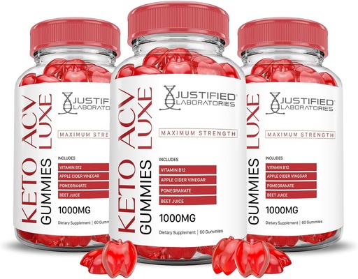 [BRSRMH37B4BGGCQ2] (3 Pack) Luxe Keto ACV Gummies Geavanceerde Formule 1000MG Luxe Keto Gummies Apple Cider Vinegar Geformuleerd met Granaatappel Beet Juice Powder B12 Vegan Non GMO 180 Gummys