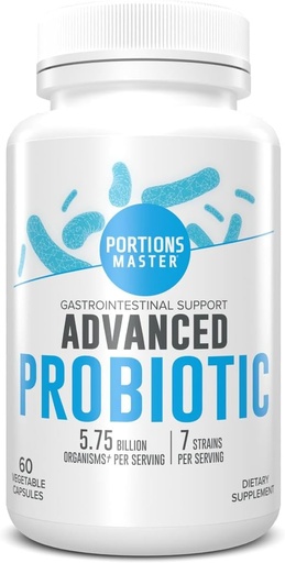 [BRSWGCD4AB6BGFAY] Porciones Master Probiotics 5.75 Billion CFU, Daily Probiotic and Organic Prebiotic Supplement for Gut Health, Digestive Support and Immune Balance, Non-GMO, Gluten-Free, Dairy-Free (60 Capsules)