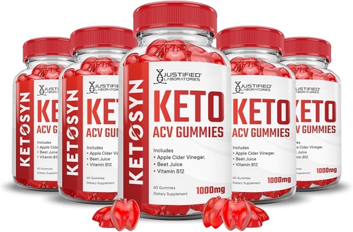 [BRSRAYA6ABYWCG3P] مختبرات مبررة (5 Pack Ketosyn Keto ACV Gummies Advanced Formula 1000MG Ketosyn Keto Gummies Apple Cider Vinegar Formulated with Pomegranate Beet Juice Powder B12 Vegan Non GMO 300 Gummys
