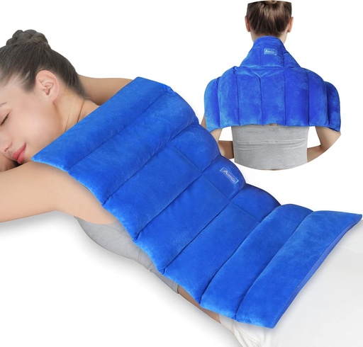 [BRSW2ZD6CMBRG3QY] Atsuwell Large Microwave Heating Pad for Back, 22 x 13 '' Full Back Heat Pad Microwavable with Warm and Cold Compression, Reusable Microwavable Heating Pads for Neck Shoulder, Blue