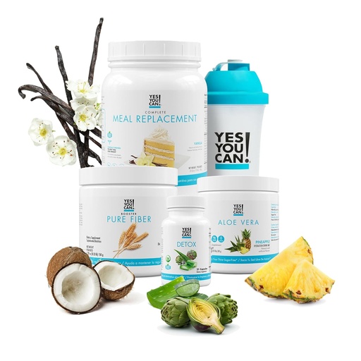 [BRSRMYI2BF5QKD3U] Yes You Can! Detox Plus Kit, Daily Cleanse Pure Fiber Meal Replacement, Drink Mix, Shake Booster and Supplement, Body Cleanse Kit for Women, Daily System Cleanse - Vanilla, Aloe Vera Pineapple
