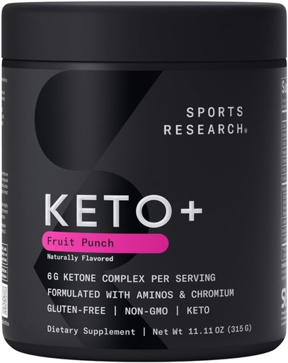 [BRSWG2T6CMFWGGT4] Sports Research Keto Plus Exogenous Ketones with goBHB - 30 Servings | Keto Electrolyte Powder for Hydration, Energy, Focus & Ketosis | Keto Certified, Vegan Friendly (Fruit Punch)