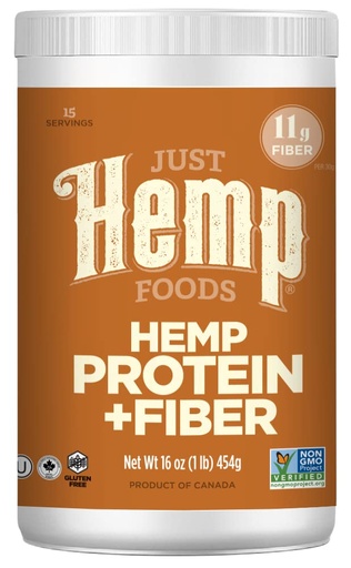 [BRSWKZIDAF7RSYI3] Just Hemp Foods Hemp Protein Powder Plus Fiber, Non-GMO Verified with 11g of Protein & 11g of Fiber per Serving, 16 oz - Packaging May Vary