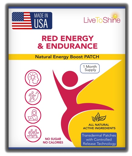[BRSWKYIGBQBQC3T2] Red Energy & Endurance Patch - Natural Energy - USA Made - 30 Patches